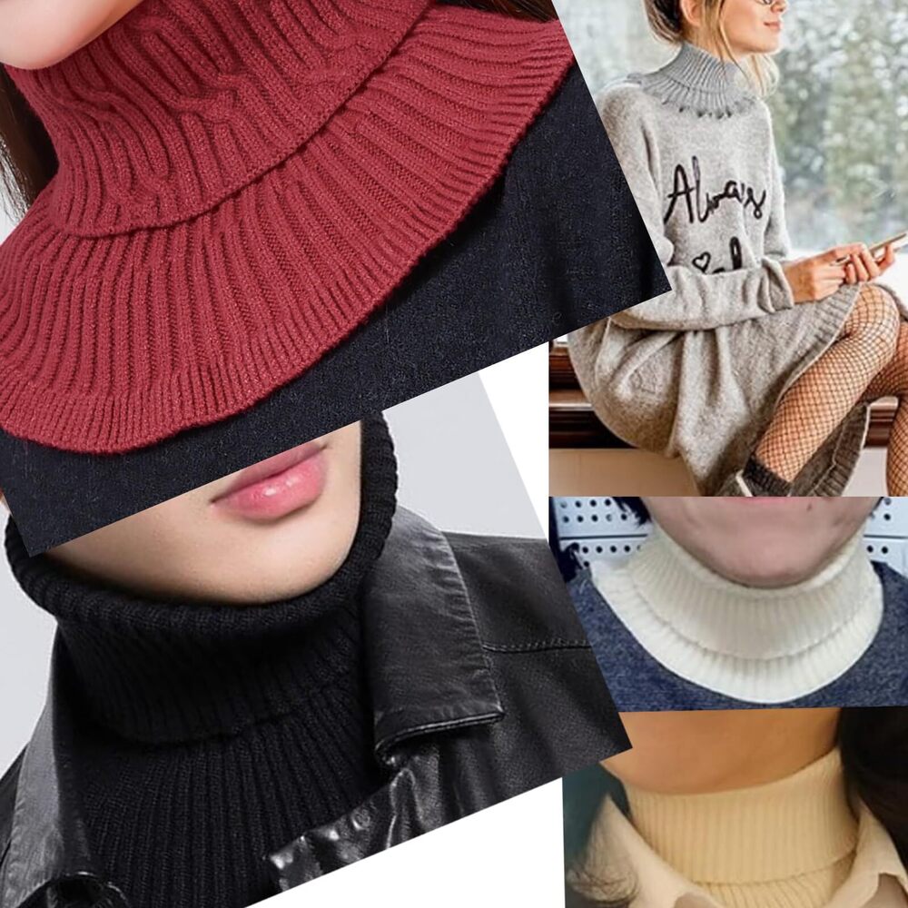2pcs Knitting Fake Collar Solid Colored Knitted F… - image 7